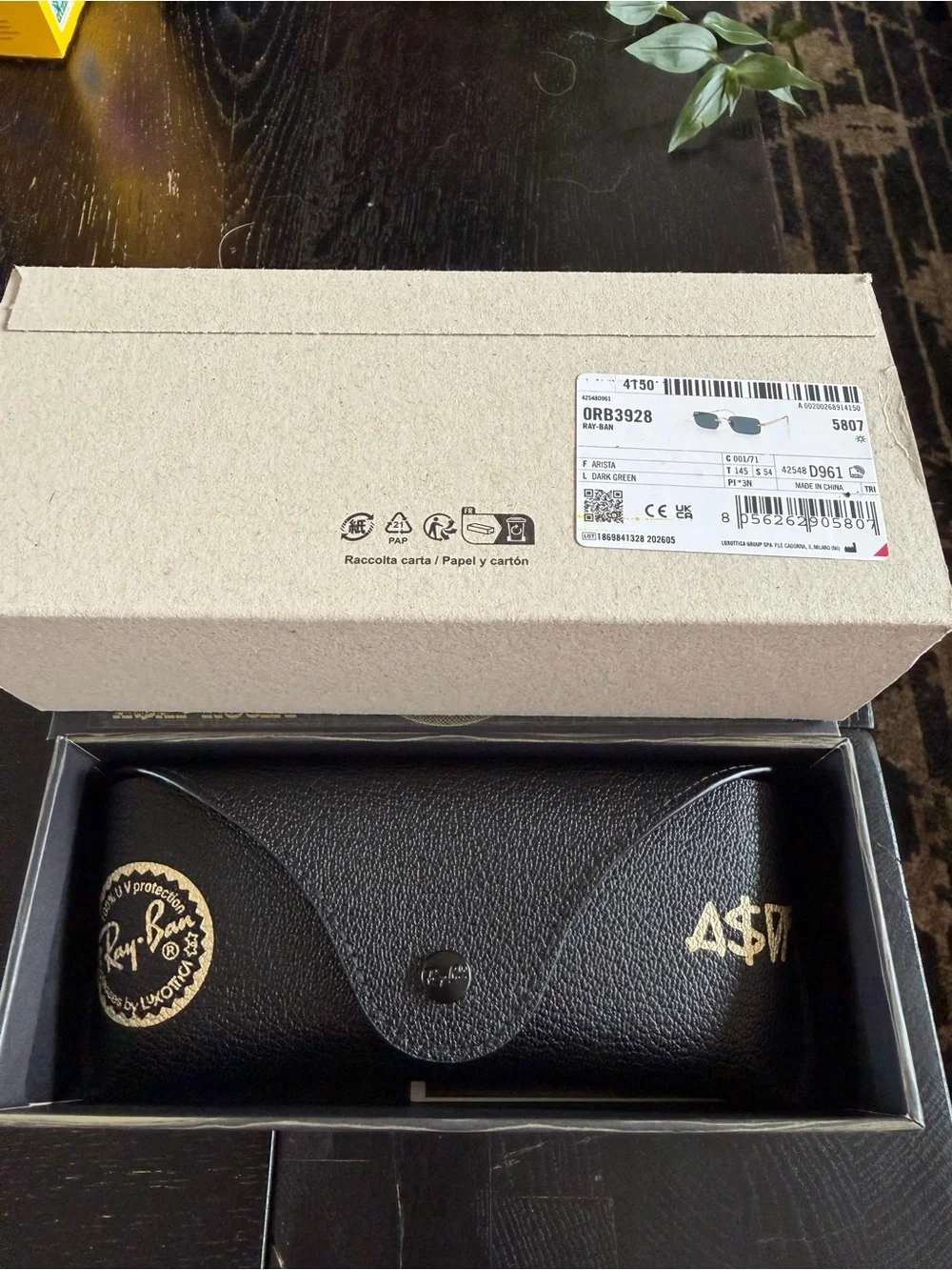 Ray-Ban Gold Frame Green Lens Rimless Sunglasses